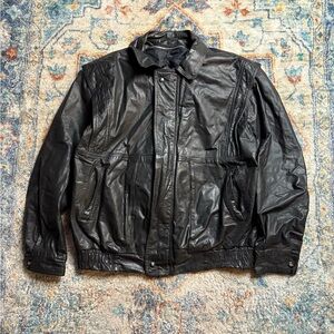 Vintage Boulevard Club Black Zip-up Leather Jacket Large
